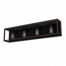  19675 - Hunter Squire Manor Matte Black and Dark Ash 4 Light Bathroom Vanity Wall Light Fixture