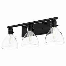  48053 - Hunter Van Nuys Matte Black with Clear Glass 3 Light Bathroom Vanity Wall Light Fixture