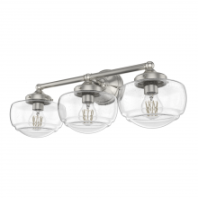  19461 - Hunter Saddle Creek Brushed Nickel with Clear Seeded Glass 3 Light Bathroom Vanity Wall Light