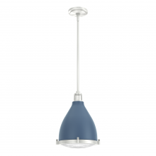  19220 - Hunter Bluff View Indigo Blue and Brushed Nickel with Clear Holophane Glass 1 Light Pendant Ceiling