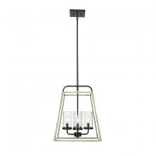  3004-MB/GW - Bonnie 4-Light Pendant light Matte Black Grey Wood