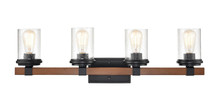  3804-MB/WG - Taos 4-Light Vanity Matte Black/Wood Grain