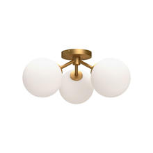  SF549315AGOP - Cassia 17-in Aged Gold/Opal Matte Glass 3 Lights Semi Flush Mount