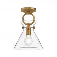  SF412509AGCL - Emerson 9-in Aged Gold/Clear 1 Light Semi Flush Mount