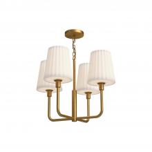  CH628423AGOP - Plisse 23-in Aged Gold/Opal Matte Glass 4 Lights Chandeliers