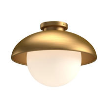  FM522012AGOP - Rubio 12-in Aged Gold/Opal Matte Glass 1 Light Flush Mount