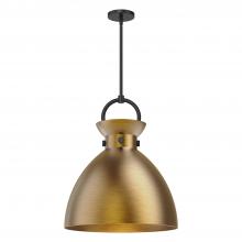  PD411318MBAG - Waldo 18-in Matte Black/Aged Gold 1 Light Pendant