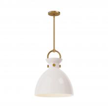  PD411814AGGO - Waldo 14-in Aged Gold/Glossy Opal Glass 1 Light Pendant