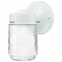  60/112 - 1 Light; 6 Inch; Porch; Wall; White Mason Jar with Clear Glass