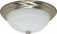  60/199 - 3 Light - 15" Flush with Alabaster Glass - Brushed Nickel Finish