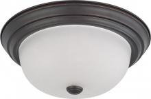  60/3146 - 2 Light - 13" Flush with Frosted White Glass - Mahogany Bronze Finish