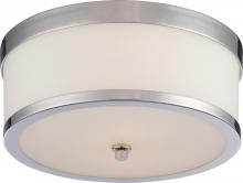  60/5476 - Celine - 2 Light Flush with Satin White Glass - Polished Nickel Finish