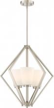  60/6245 - Nome - 3 Light Pendant with Satin White Glass - Brushed Nickel Finish