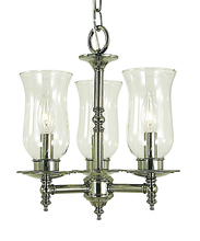  2508 AB - 3-Light Antique Brass Sheraton Mini Chandelier