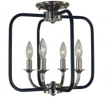 Framburg 4911 PN/MBLACK - 4-Light Boulevard Flush Mount/Semi Flush Mount