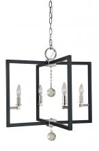  5364 PN/MBLACK - 4-Light Polished Nickel/Matte Black Minimalist Elegant Dining Chandelier