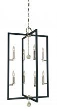  5368 PN/MBLACK - 8-Light Polished Nickel/Matte Black Minimalist Elegant Foyer Chandelier