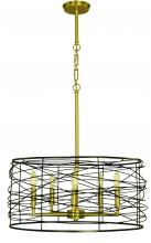  5615 BR/MBLACK - 5-Light Brushed Brass/Matte Black Boca Dining Chandelier