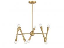  M100128NB - 10-Light Chandelier in Natural Brass