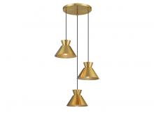  M100139NB - 3-Light Multi-Point Chandelier in Natural Brass