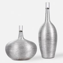  17883 - Uttermost Gatsby Silver Ribbed Bottles, S/2