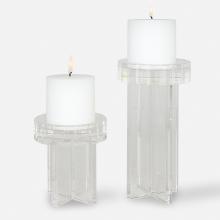  18054 - Uttermost Crystal Pillar Candleholders, Set/2