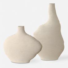  18140 - Uttermost Duostacked Matte White Vases, S/2