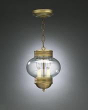  2032G-AB-LT2-CSG - Onion Hanging No Cage With Galley Antique Brass 2 Candelabra Sockets Clear Seedy Glass