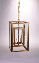  SS1016-AC-LT2-CSG - Square Hanging Inside Square Antique Copper 2 Candelabra Sockets Clear Seedy Glass