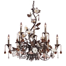  85003 - Cristallo Fiore 9-Light Chandelier in Deep Rust with Clear and Amber Florets